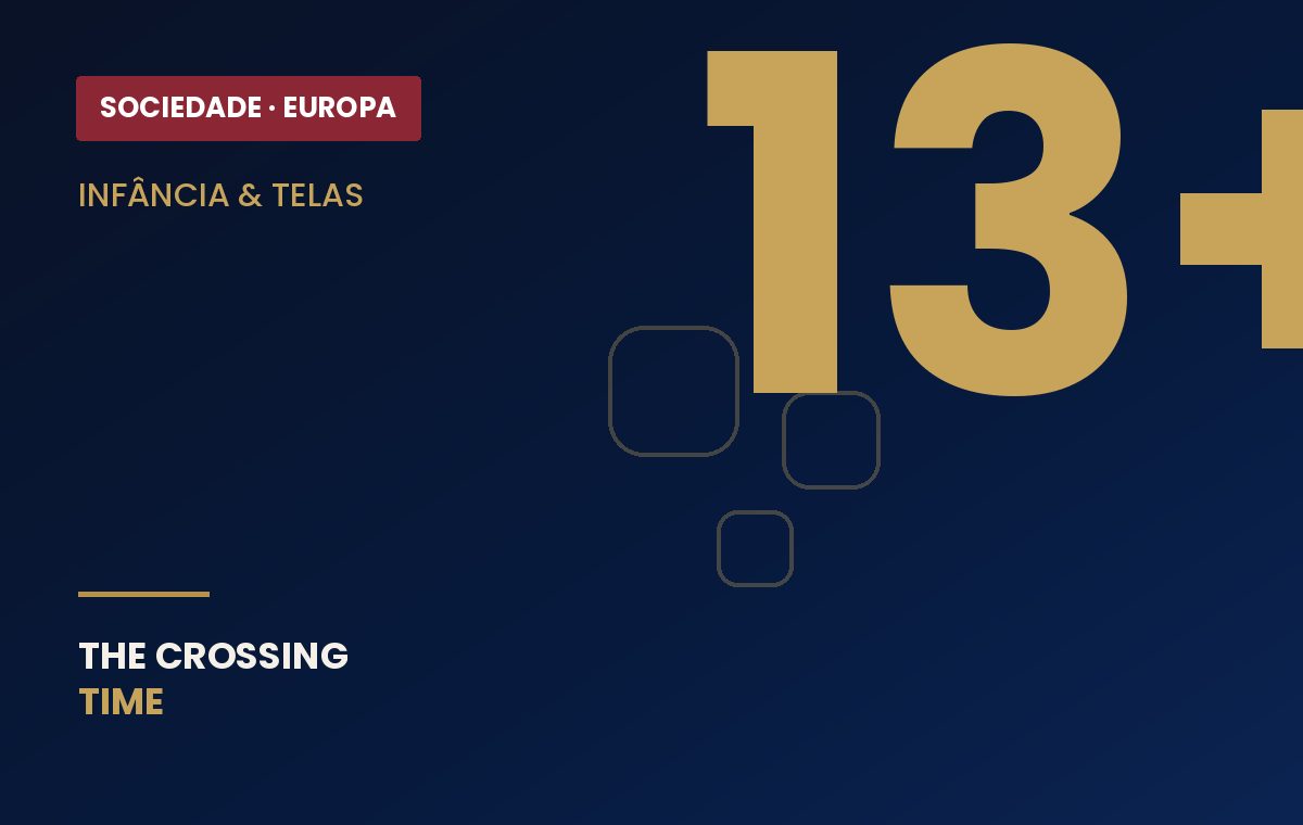 Arte da The Crossing Time sobre infância e telas